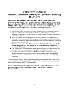 Business and Academic Continuity of Operations Planning Program