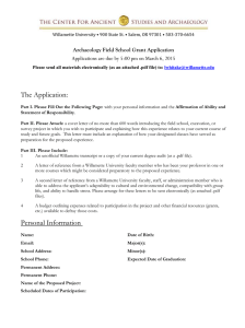 The 2015 Archaeological Field School Grant Application Form