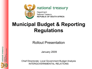 Provincial Road Shows - Rollout Presentation - January 2009