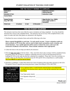 Student Evaluation of Teaching Cover Sheet