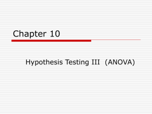 Chapter 10 Hypothesis Testing III  (ANOVA)