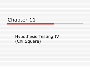 Chapter 11 Hypothesis Testing IV (Chi Square)