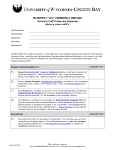 University Staff Temporary Hiring and Orientation Checklist