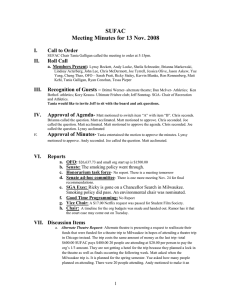 SUFAC Meeting Minutes for 13 Nov. 2008  I.