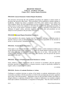 Regents Policy 09-03 Student Dispute Resolution