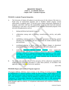 Regents Policy 10-04 Academic Programs updated 04/01/13