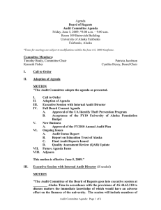 Agenda Friday, June 5, 2009; *8:00 a.m. – 9:00 a.m.