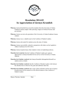 Resolution 2014-03 In Appreciation of Jarmyn Kramlich