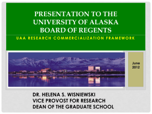 University of Alaska Anchorage Research Commercialization Framework
