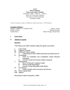 Agenda December 4, 2003; *1:00 p.m. – 3:00 p.m.