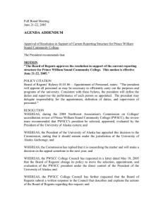 Approval of Resolution in Support of Current Reporting Structure for Prince William Sound Community College