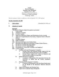 Agenda September 20-21, 2005 Room 107 University Commons University of Alaska Anchorage