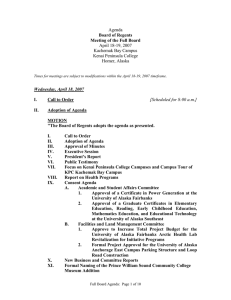 April 18-19, 2007 Kachemak Bay Campus Kenai Peninsula College