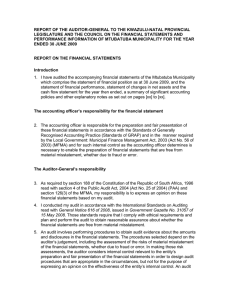 KZN275 Mtubatuba Audit Report 2008-09