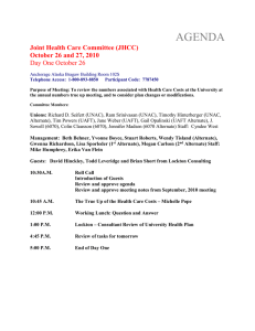 AGENDA Joint Health Care Committee (JHCC) October 26 and 27, 2010