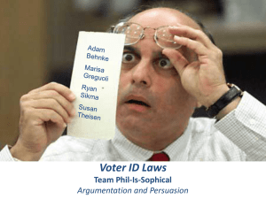 Voter ID Laws Team Phil-Is-Sophical Argumentation and Persuasion