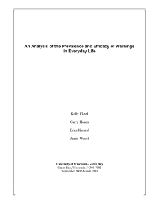 An Analysis of the Prevalence and Efficacy of Warnings  Kelly Flood