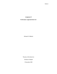 Assignment 5: Performance Appraisal Interview Michael D. Halbach