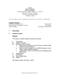 Agenda Tuesday, December 1, 2009; *10:00 a.m. – 11:00 a.m.