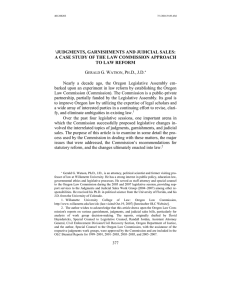 Judgments, Garnishments, and Judicial Sales: A Case Study of the Law Commission Approach to Law Reform