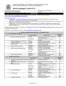 MISSOURI DEPARTMENT OF ELEMENTARY AND SECONDARY EDUCATION – EDUCATOR PREPARATION