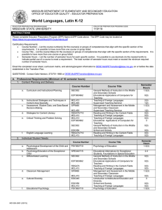 MISSOURI DEPARTMENT OF ELEMENTARY AND SECONDARY EDUCATION – EDUCATOR PREPARATION