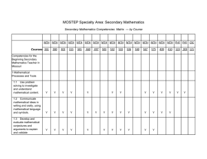 MOSTEP Specialty Area: Secondary Mathematics rses MTH