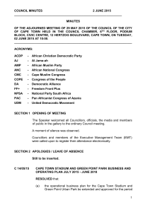 Council Minutes Continuation of Adjourned Meeting 2 June 2015 (Draft)