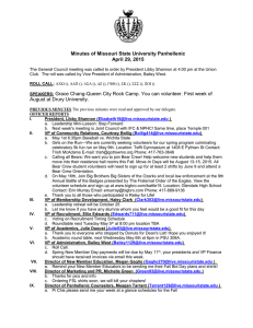 Minutes of Missouri State University Panhellenic April 29, 2015