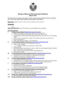 Minutes of Missouri State University Panhellenic May 8, 2013