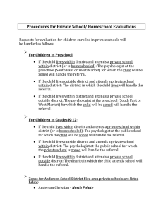   Procedures for Private School/ Homeschool Evaluations