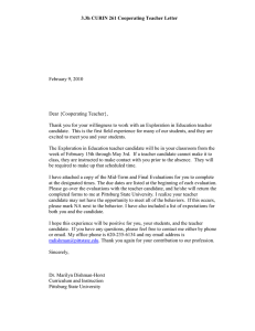 CURIN 261 Cooperating Teacher Letter