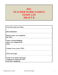 Teacher Work Sample Template