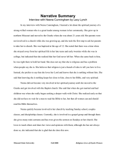 Narrative Summary Interview with Neena Cunningham by Lacy Lynch