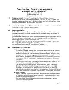 Professional Education committee Missouri state university September 19, 2012 UNAPPROVED Minutes