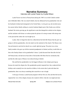 Narrative Summary Interview with Lynda Frazier by Crystal Wilson