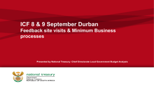 11_ 13.  ICF Durban Feedback on Pilot Site Visits and Minimum Business Processes 09 Sept 2015
