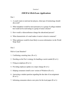 SMCR &amp; Rich/Lean Applications