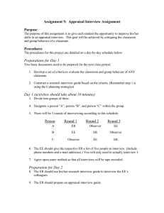 Assignment 5:  Appraisal Interview Assignment Purpose