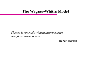 The Wagner-Whitin Model Change is not made without inconvenience, – Robert Hooker