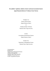 Do Auditors’ Opinions, Industry Factors and Macroeconomic Factors Signal Financial Distress? Evidence from Taiwan