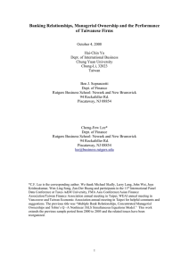 Banking Relationships, Managerial Ownership and the Performance of Taiwanese Firms