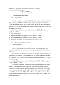 The People’s Republic of China : Recent Economic Performance and Development Challenges