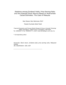 Relations among Dividend Yields, Price Earning Ratio and the Expected Stock Returns Based on Multivariate Causal Estimates: The Case of Malaysia