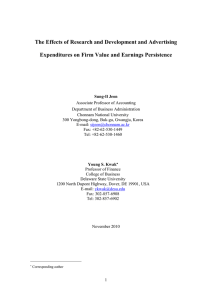 The Effects of Research and Development and Advertising Expenditures on Firm Value and Earnings Persistence