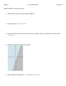 Algebra 2 Unit 1 Posttest Review