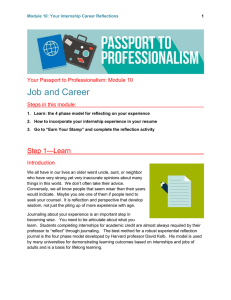 Job and Career Your Passport to Professionalism: Module 10
