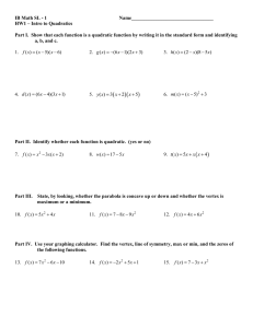 HW1 - Intro to Quadratics