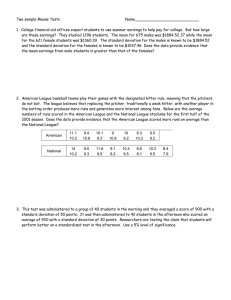 Worksheet on 2 sample mean tests