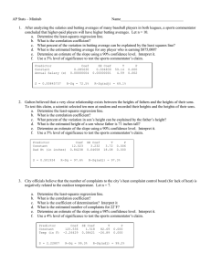Worksheet on Using Computer Printouts to run Regression Test